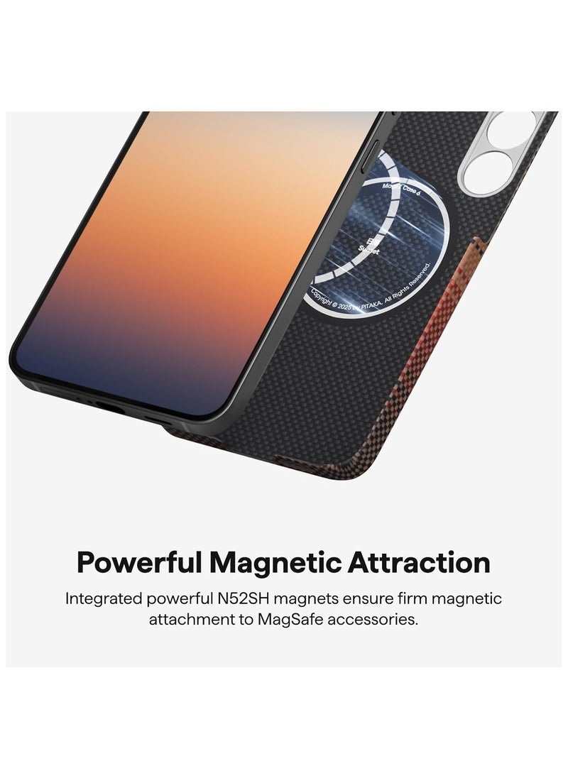 pitaka for S25 Plus Case, 6.7 Inch, Compatible with MagSafe, Slim & Light Samsung Galaxy S25 Plus Case, 1500D Aramid Fiber Made [MagEZ Case 4 - Sunset]