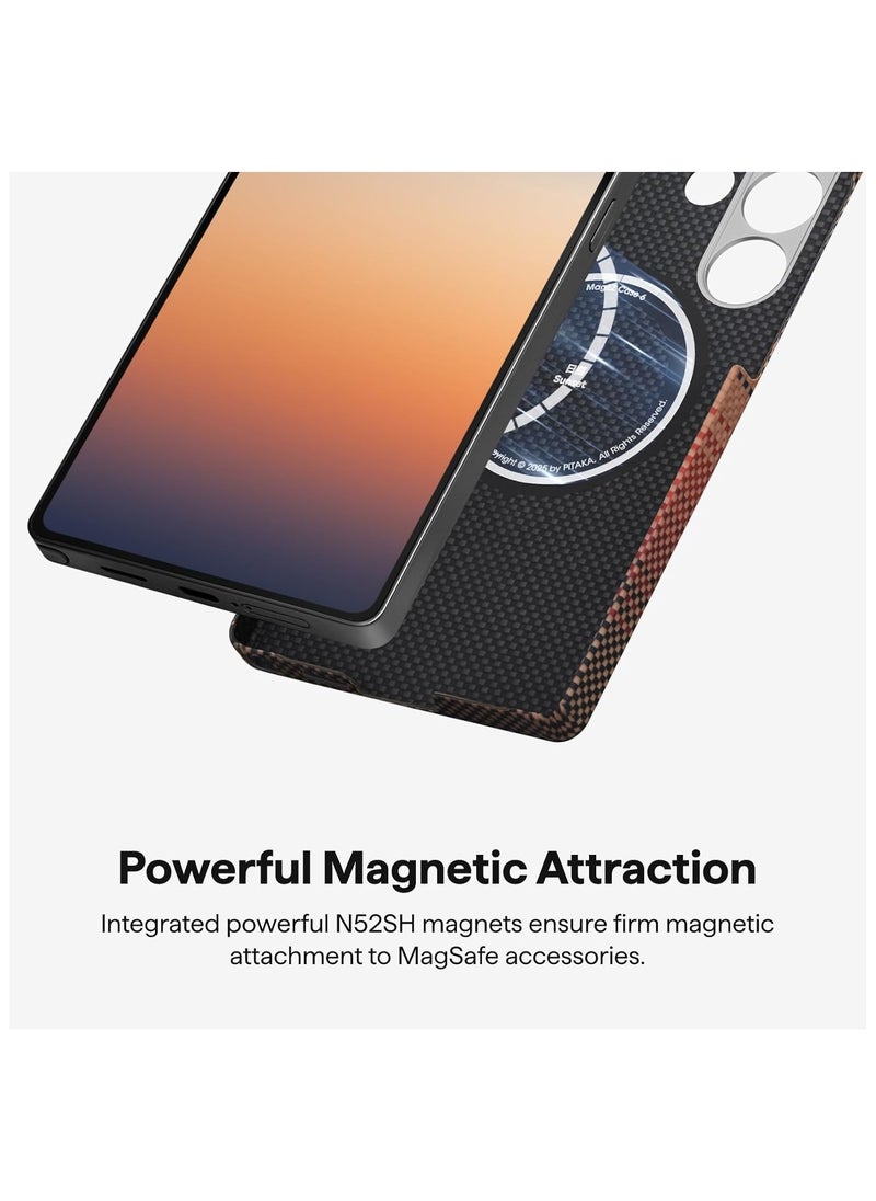 pitaka for S25 Ultra Case, 6.8 Inch, Compatible with MagSafe, Slim & Light Samsung Galaxy S25 Ultra Case, 1500D Aramid Fiber Made [MagEZ Case 4 - Sunset]