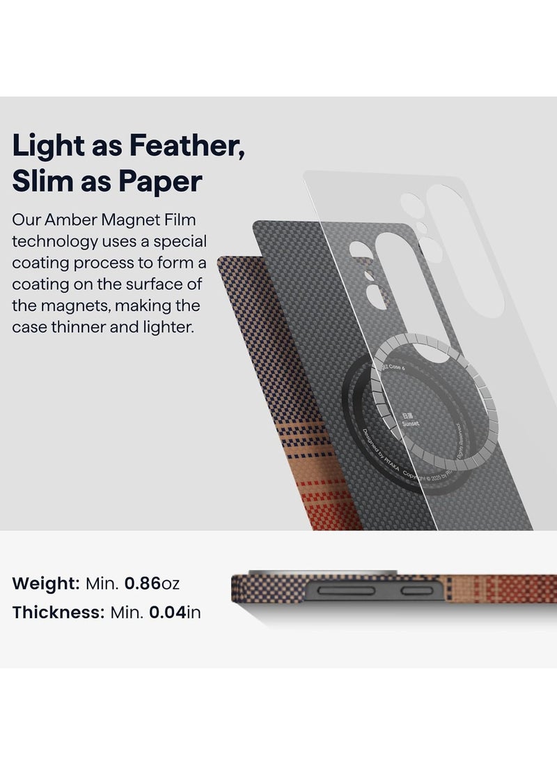 pitaka for S25 Ultra Case, 6.8 Inch, Compatible with MagSafe, Slim & Light Samsung Galaxy S25 Ultra Case, 1500D Aramid Fiber Made [MagEZ Case 4 - Sunset]