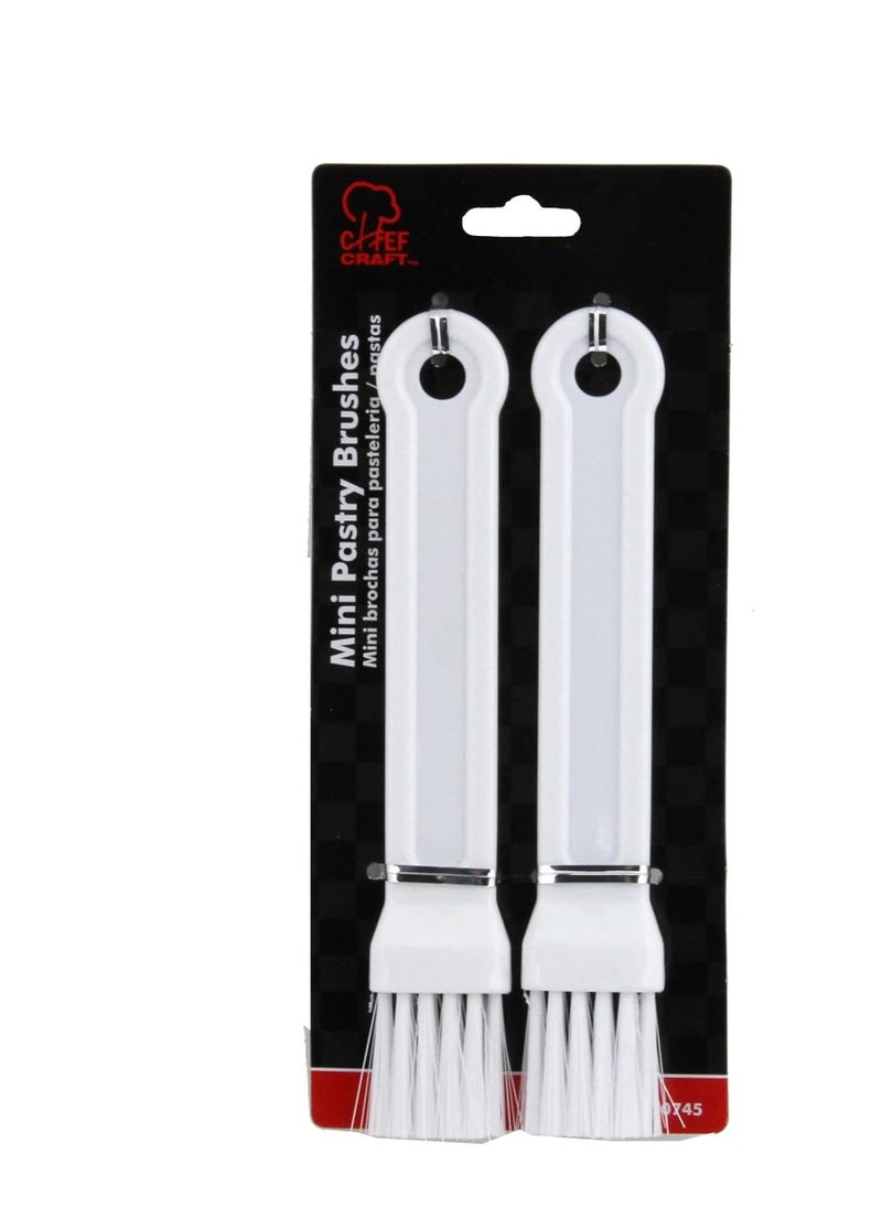 Chef Craft Select Plastic Mini Pastry Brush, 7 inches in length 1 inch width 2 piece set, White