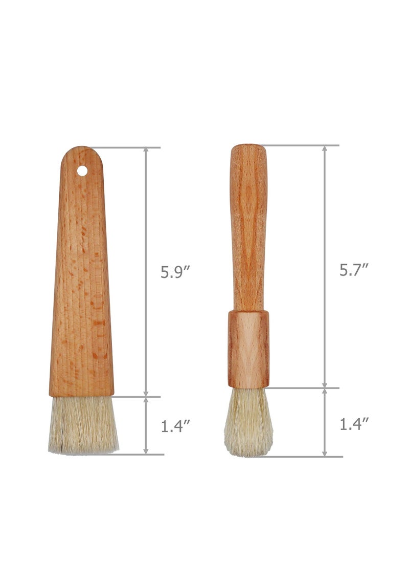 Exceliy 2 Sets Pastry Brushes with Wooden Handle Natural Bristles for Basting Spreading Butter Oil in Barbecue Baking Kitchen Cooking