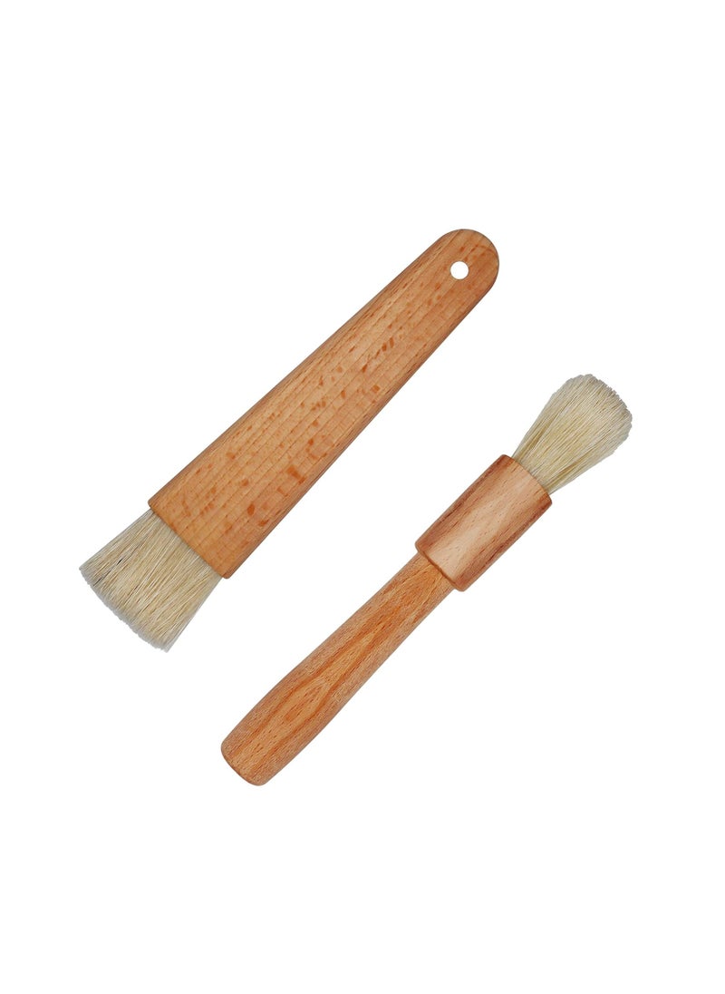 Exceliy 2 Sets Pastry Brushes with Wooden Handle Natural Bristles for Basting Spreading Butter Oil in Barbecue Baking Kitchen Cooking