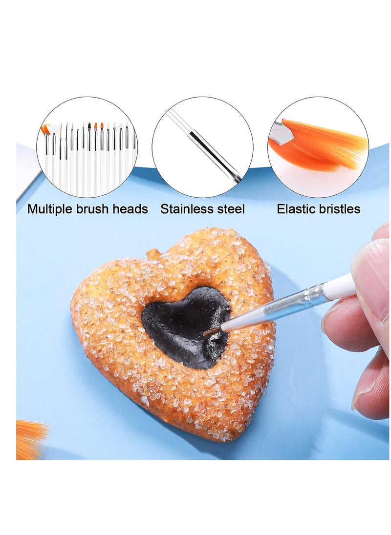 Aster 15Pcs Cake Decorating Brushes, Cake Painting Brushes Kit Food Safe Paint Brushes Multiple Function Cookie Brushes Fondant Sugar DIY Tool Set Candy Icing Pastry Brush for Baking(White)