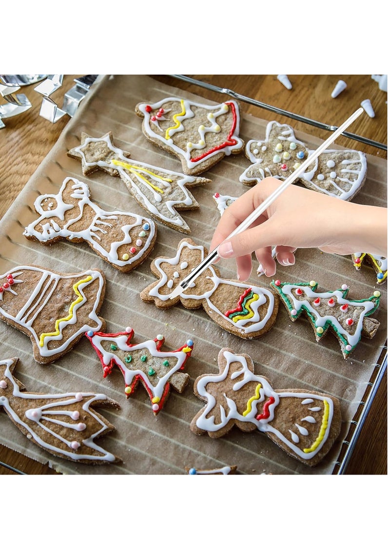 Aster 15Pcs Cake Decorating Brushes, Cake Painting Brushes Kit Food Safe Paint Brushes Multiple Function Cookie Brushes Fondant Sugar DIY Tool Set Candy Icing Pastry Brush for Baking(White)