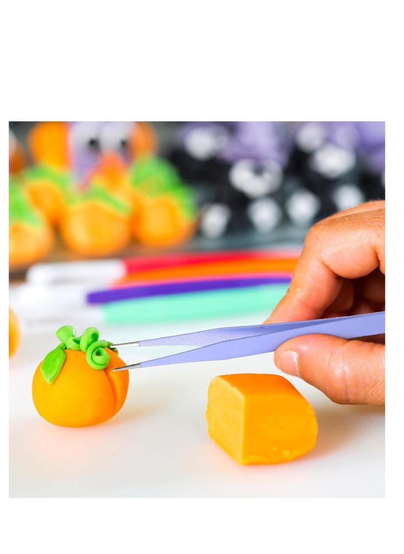 10 Pieces Cake Candy Decorating Brushes Tools Cookie Decoration Brushes Pastry Brush and Stainless Steel Tweezers Straight and Curved Tip Tweezers Pasta Tweezers for Baking Fondant (Multi Color)