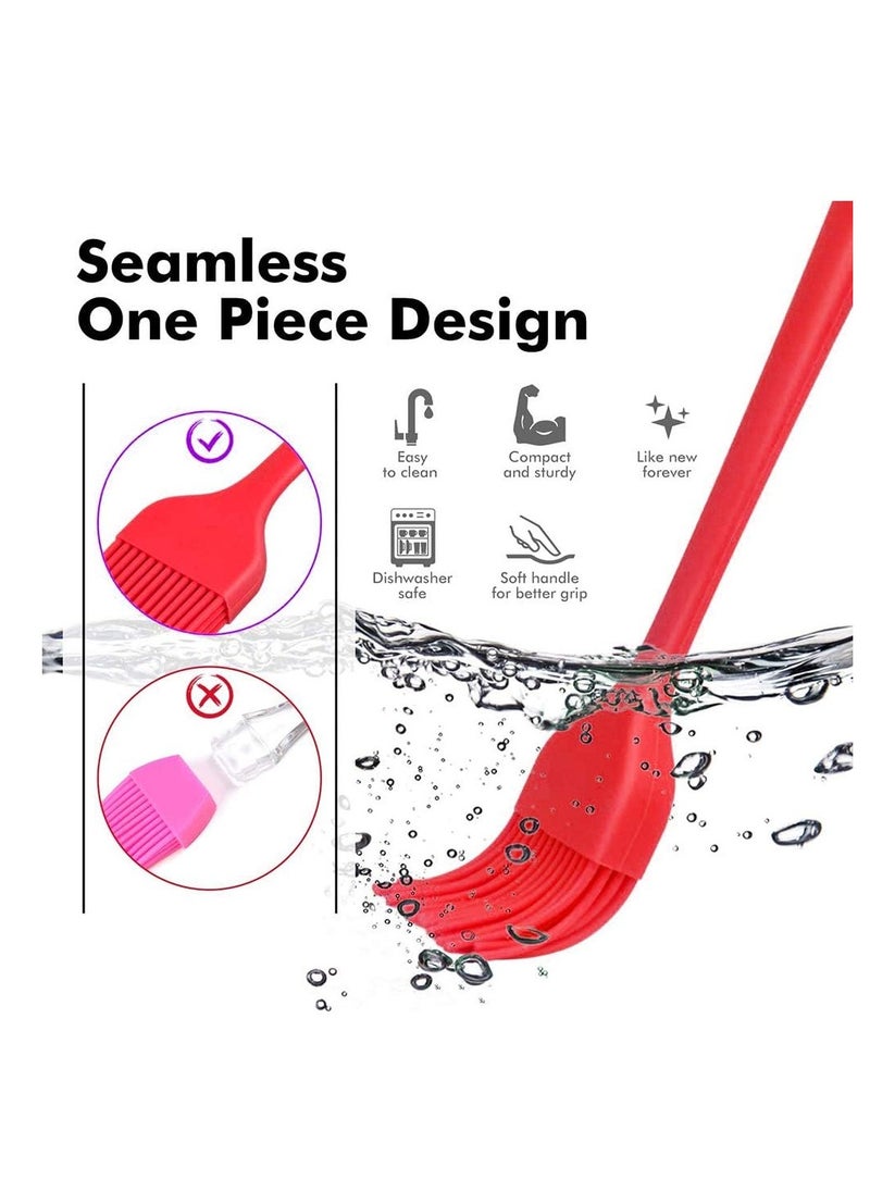 SURDOCA Silicone Pastry Basting Brush - 2Pcs 8.2 in Heat Resistant Brush for Baking Cooking Food, BPA Free Kitchen Brush for Sauce Butter Oil, Stainless Steel Core Design for Barbecue BBQ Grilling