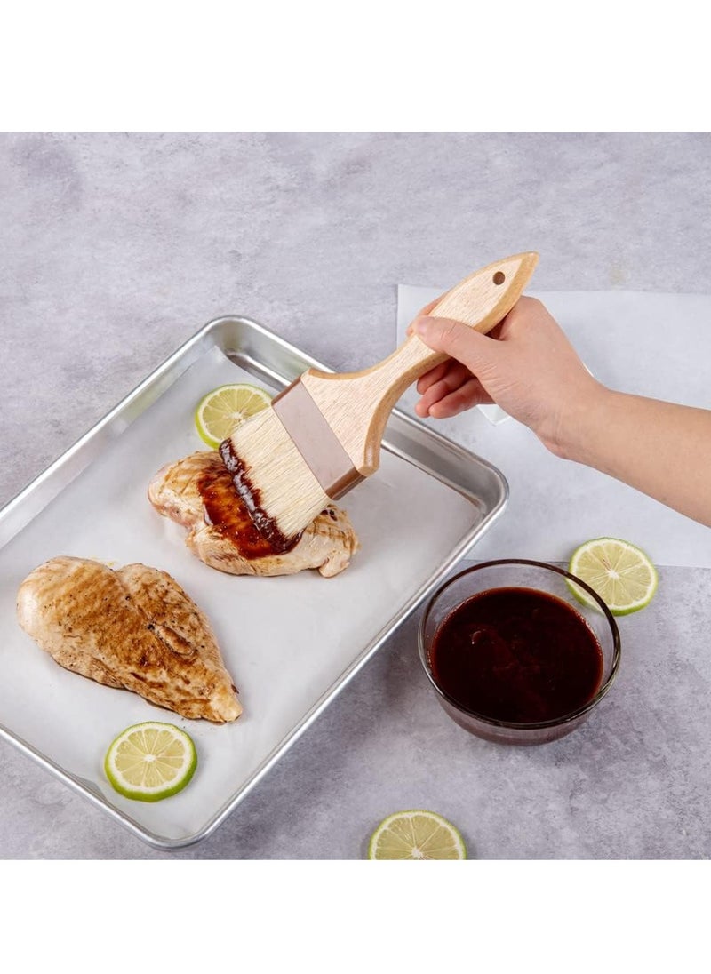 Restaurantware Pastry Tek 3 Inch Wide Buttering Brush 1 Boar Bristle Pastry Brush - Hardwood Handle Built-In Hanging Hole Wood Basting Brush Sturdy Ferrule For Glazing And Bastingc