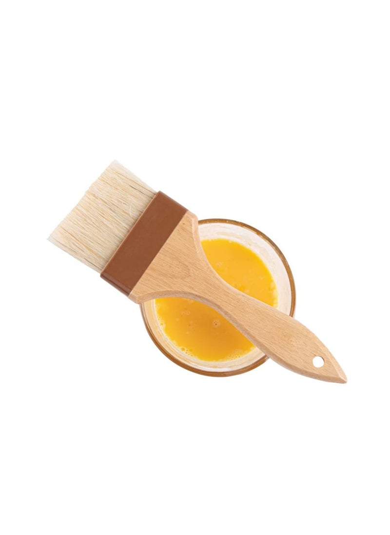 Restaurantware Pastry Tek 3 Inch Wide Buttering Brush 1 Boar Bristle Pastry Brush - Hardwood Handle Built-In Hanging Hole Wood Basting Brush Sturdy Ferrule For Glazing And Bastingc