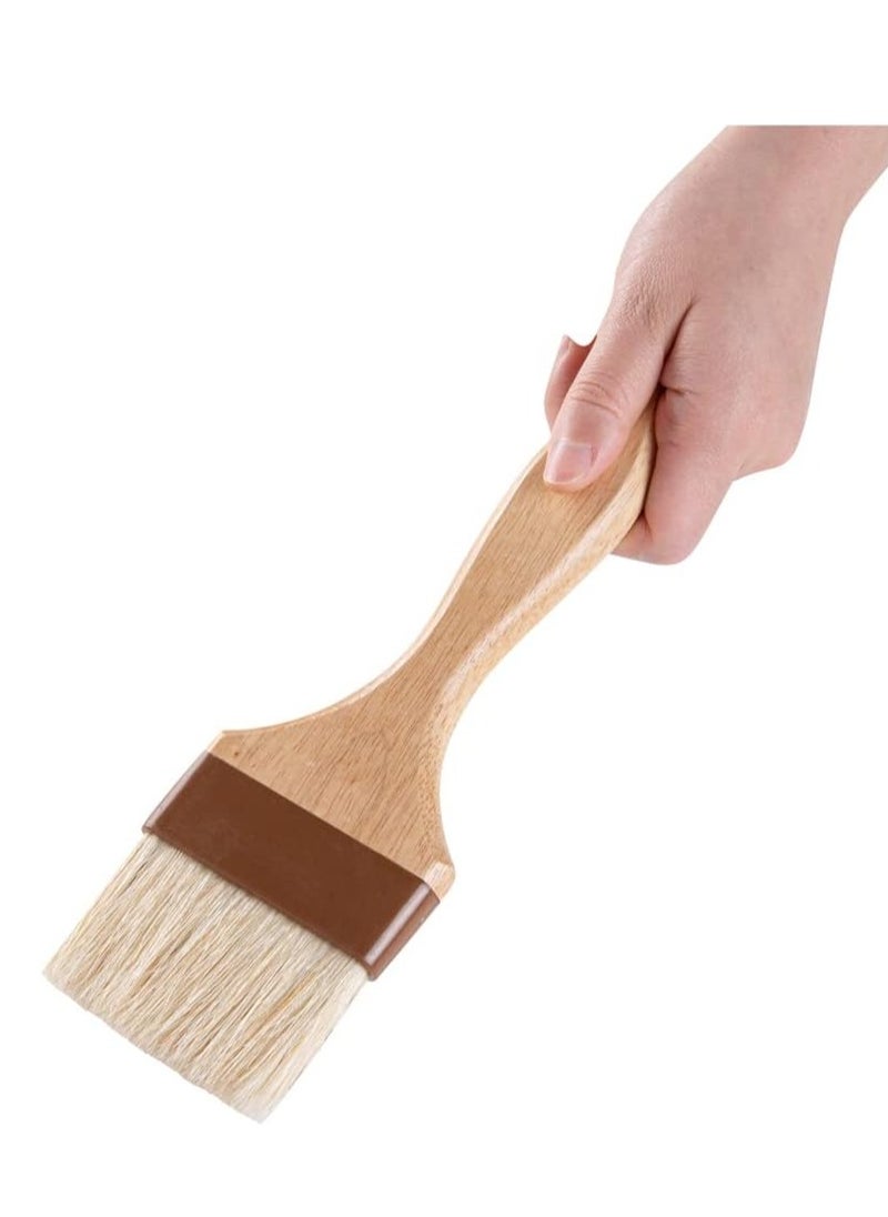 Restaurantware Pastry Tek 3 Inch Wide Buttering Brush 1 Boar Bristle Pastry Brush - Hardwood Handle Built-In Hanging Hole Wood Basting Brush Sturdy Ferrule For Glazing And Bastingc