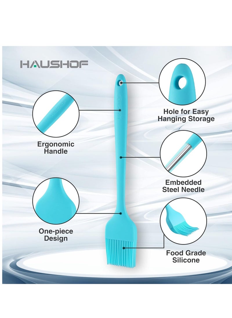 HAUSHOF Silicone Basting Pastry Brush, Heat Resistant Pastry Brush Set, One-Piece Design, Perfect for Baking, Grilling, Spreading Oil, Butter, BBQ Sauce, or Marinade, Dishwasher Safe
