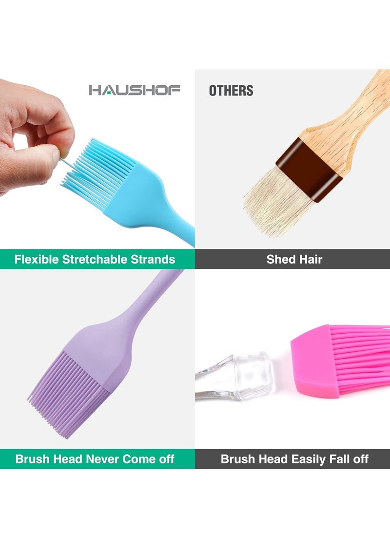 HAUSHOF Silicone Basting Pastry Brush, Heat Resistant Pastry Brush Set, One-Piece Design, Perfect for Baking, Grilling, Spreading Oil, Butter, BBQ Sauce, or Marinade, Dishwasher Safe