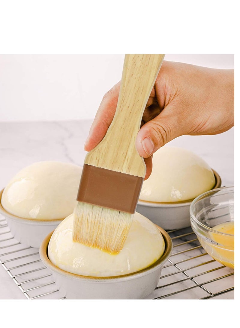 6 Pieces Pastry Brushes Basting Oil Brush with Boar Bristles and Beech Hardwood Handles for Spreading Butter Cooking Baking BBQ Oil Brush(1 inch, 1.6 inch, 3 inch)