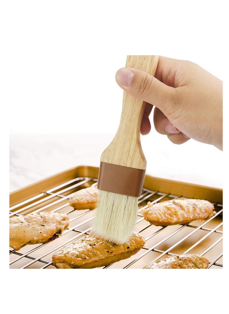 6 Pieces Pastry Brushes Basting Oil Brush with Boar Bristles and Beech Hardwood Handles for Spreading Butter Cooking Baking BBQ Oil Brush(1 inch, 1.6 inch, 3 inch)