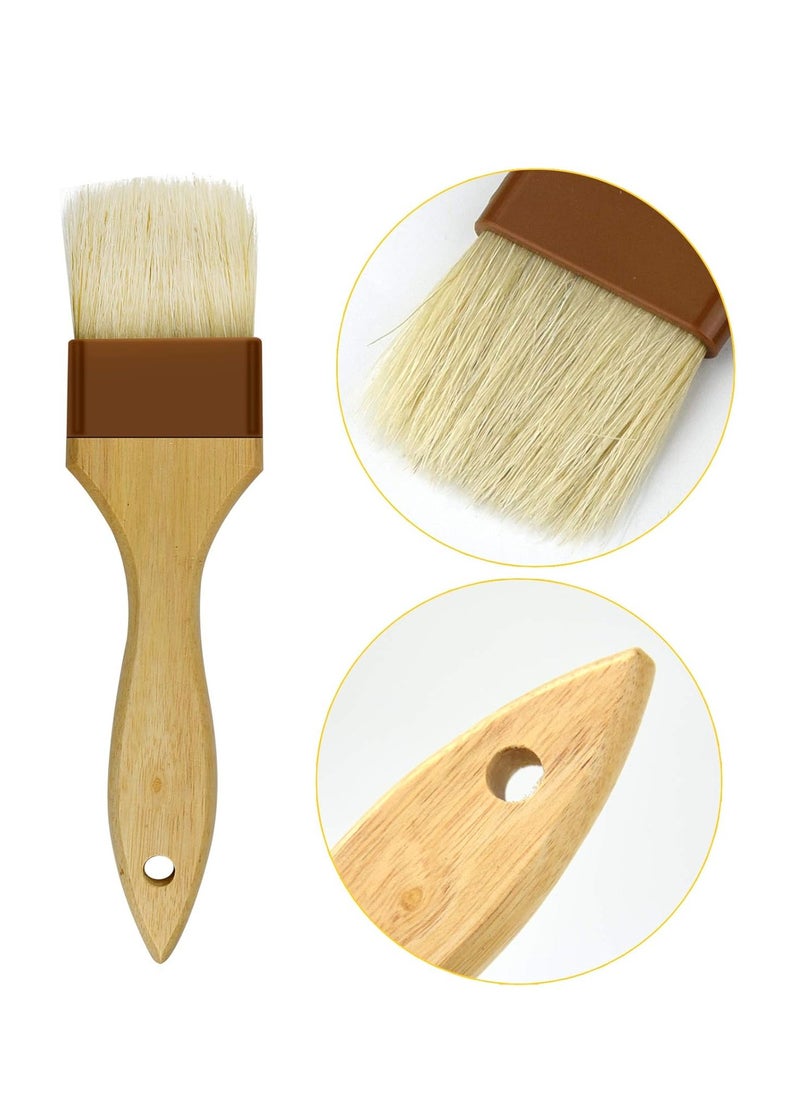 6 Pieces Pastry Brushes Basting Oil Brush with Boar Bristles and Beech Hardwood Handles for Spreading Butter Cooking Baking BBQ Oil Brush(1 inch, 1.6 inch, 3 inch)