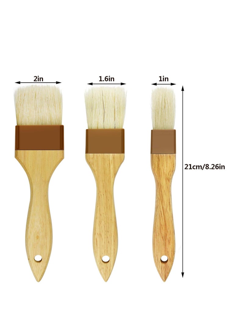 6 Pieces Pastry Brushes Basting Oil Brush with Boar Bristles and Beech Hardwood Handles for Spreading Butter Cooking Baking BBQ Oil Brush(1 inch, 1.6 inch, 3 inch)