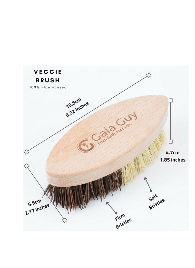 Wood and Tampico Bottle Brush - Pot Brush - Vegetable Brush Set - Zero Waste, Compostable & Biodegradable Kitchen Brushes