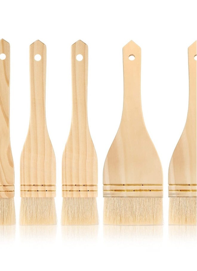 FlatBrushes Set, Sheep Hair Bristles, Ideal for Watercolor, Ceramic, Pottery Painting, 1 Inch, 2 Inch, 3 Inch, Pack of 6