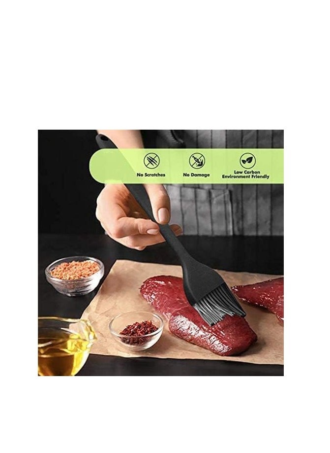 SURDOCA Silicone Pastry Basting Brush - 2Pcs 10 + 8 in Heat Resistant Brush for Baking Cooking Food, BPA Free Kitchen Brush for Sauce Butter Oil, Stainless Steel Core Design for Barbecue BBQ Grilling