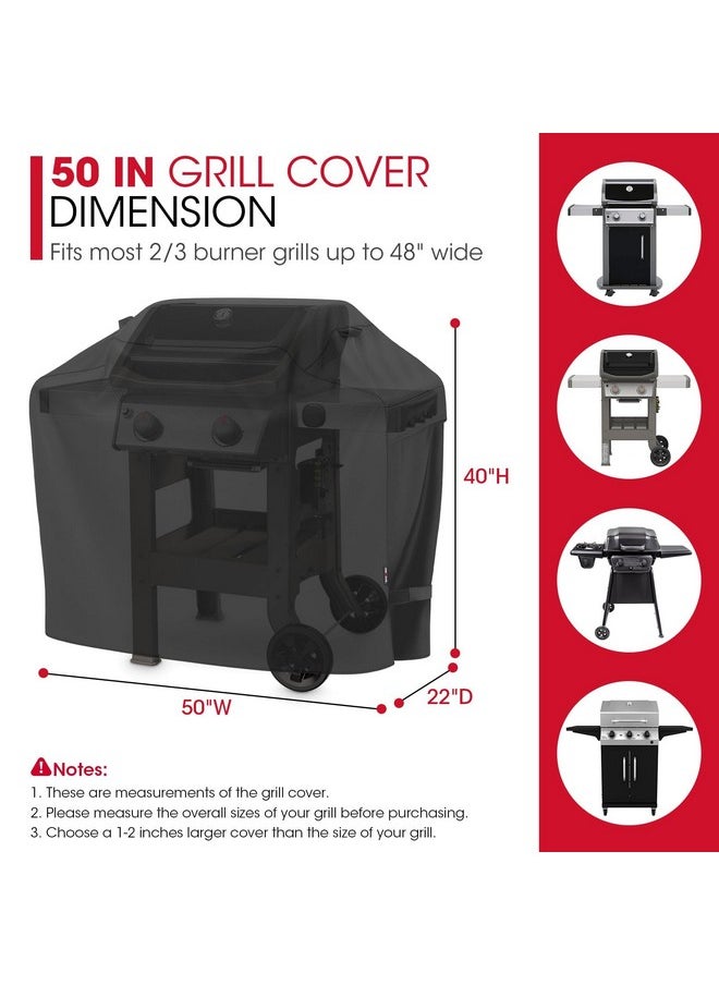 Unicook 50 Inch Outdoor BBQ Grill Cover with Air Vents/Handles/Straps, Heavy Duty Waterproof, Fade Resistant, Fits for Weber Char-Broil Nexgrill 2-3 Burner Gas Grills etc