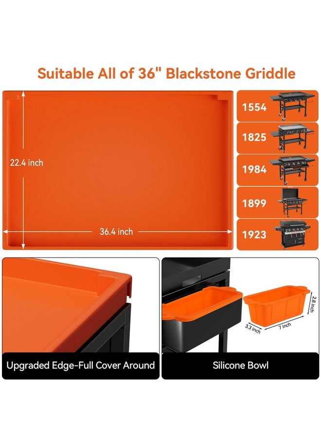 Griddle Mat for Blackstone, 36 Inch Griddle Cover for Blackstone Upgraded Edge-Full Cover Silicone Around Grill Mat and Grease Cup, Suitable for Grill 36