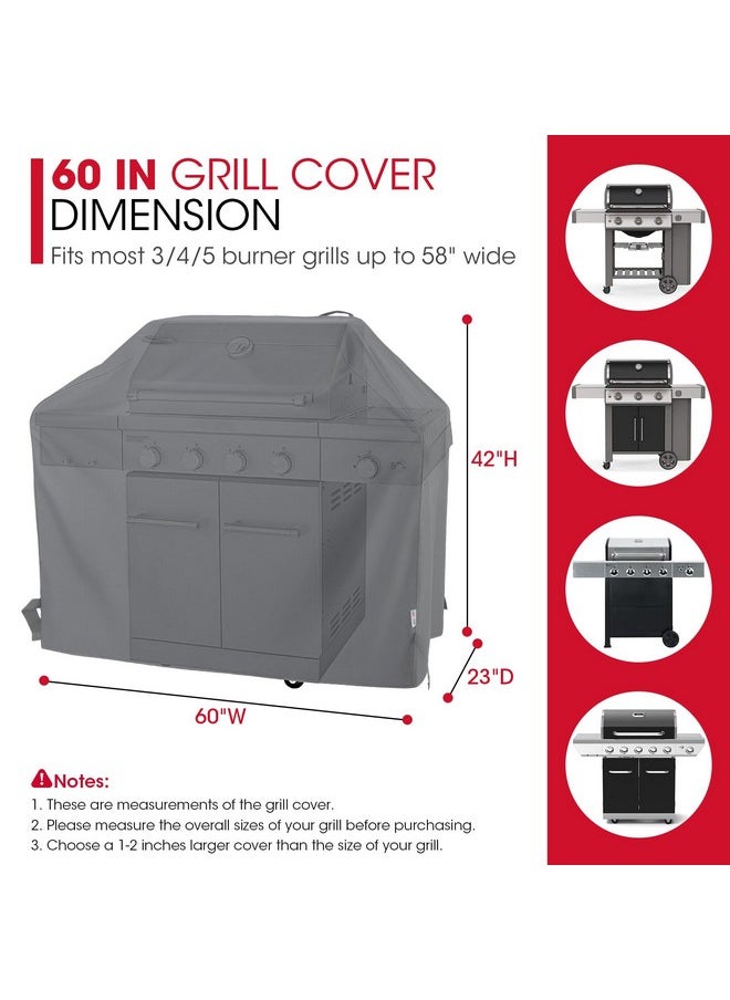 Unicook Grill Cover for Outdoor Grill, 60 Inch BBQ Cover, Heavy Duty Waterproof, Fade Resistant, Weather Resistant, Anti-Rip, Gas Grill Cover Compatible with Weber, Char-Broil, Nexgrill, etc. Grey