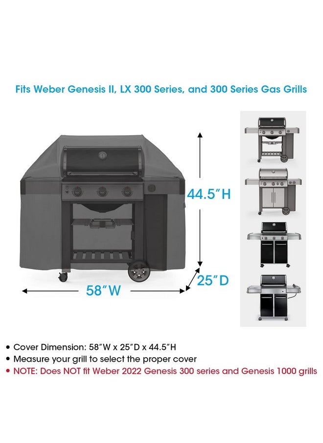 Unicook 58 Inch Grill Cover for Weber Genesis II, Genesis II LX 300 Series and Genesis 300 Series Gas Grills, Heavy Duty Waterproof Barbecue Cover, Fade Resistant BBQ Cover, Compared to Weber 7130