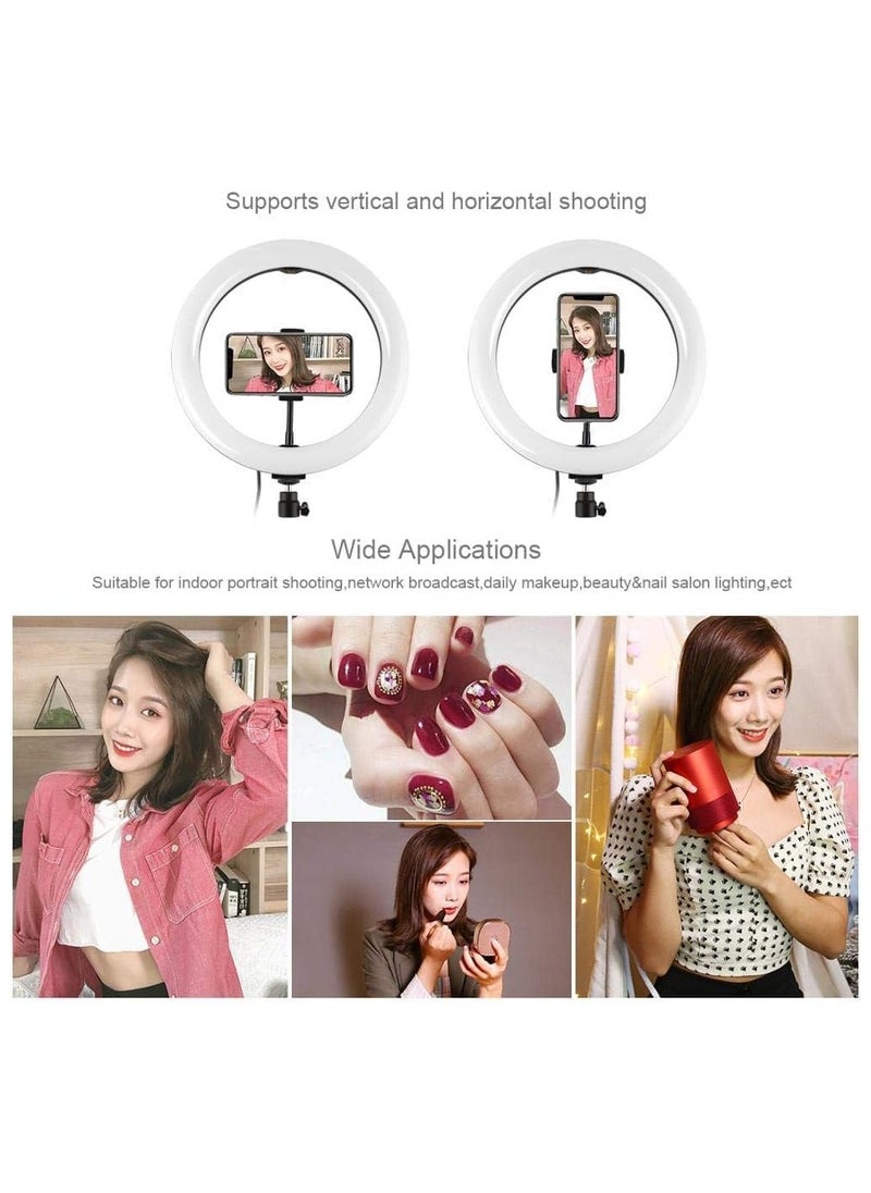 Ring Light with Tripod Stand & Phone Holder – 10-Inch Dimmable RGB Selfie LED Ring Light, 40 Colors, Adjustable Desktop Lamp for Makeup, Photography, YouTube, TikTok, and Live Streaming (MJ-26)