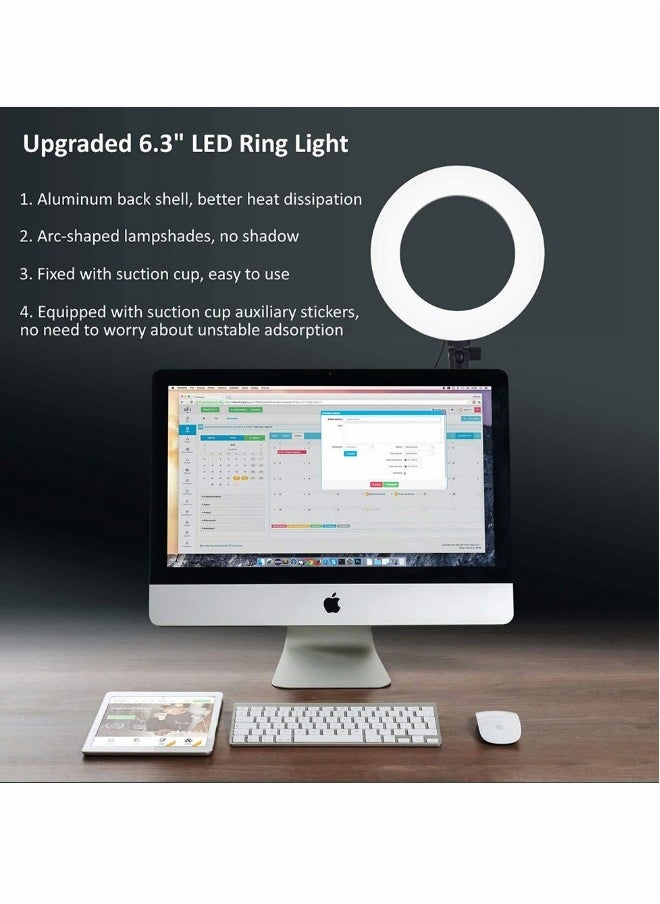 USB LED Ring Light for Laptop, Computer Monitor, Desk, Wall, and Mirror with Suction Cup