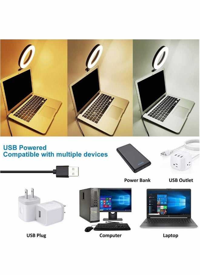 USB LED Ring Light for Laptop, Computer Monitor, Desk, Wall, and Mirror with Suction Cup