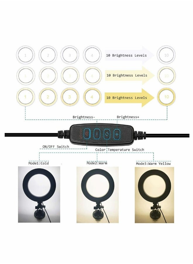 USB LED Ring Light for Laptop, Computer Monitor, Desk, Wall, and Mirror with Suction Cup