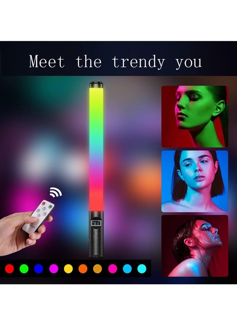 Portable RGB Light Stick for Video and Photography, Handheld Full-Color Dimmable LED Wand with Remote Control, Carry Bag and Eye Protection, Perfect for Outdoor Night Shoots, Portrait Lighting and Atmospheric Effects