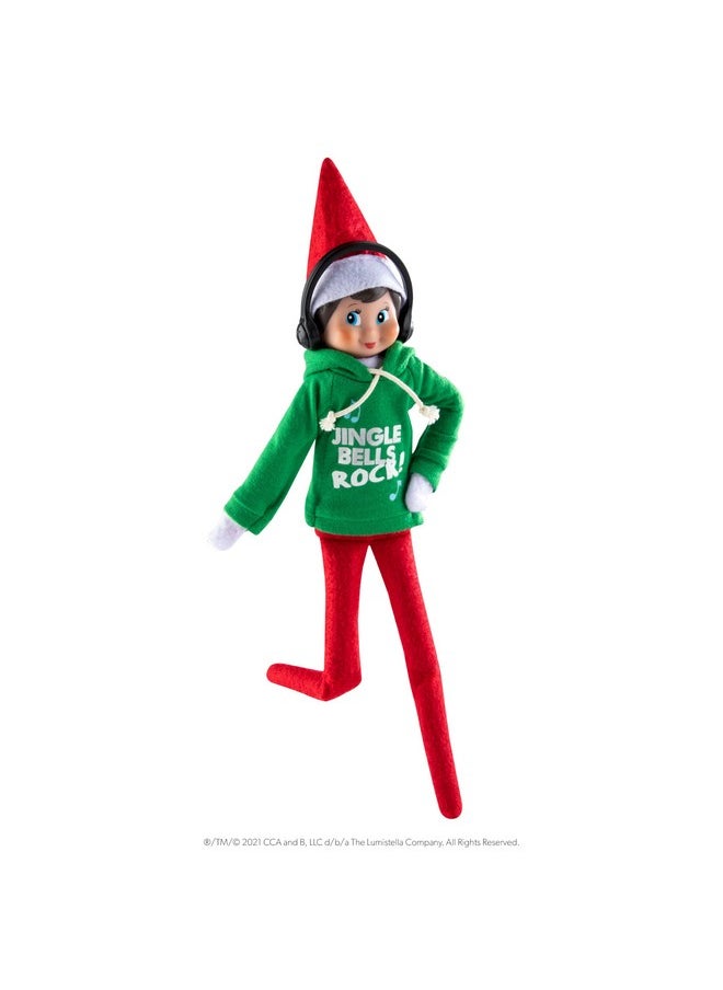 Elf On The Shelf Boy with Jingle Jam Hoodie Set - Blue Eyed Boy Elf Doll with Book and Hoodie with DJ Headphones - Customize Your Elf with Unique DJ Spinning Holiday Tunes - Elf Figure Clothing Pack