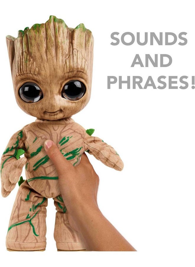 Mattel Marvel Groot 11-inch Plush Figure, Groovin’ Groot Dancing and Talking, Soft Body Doll that Moves to Music