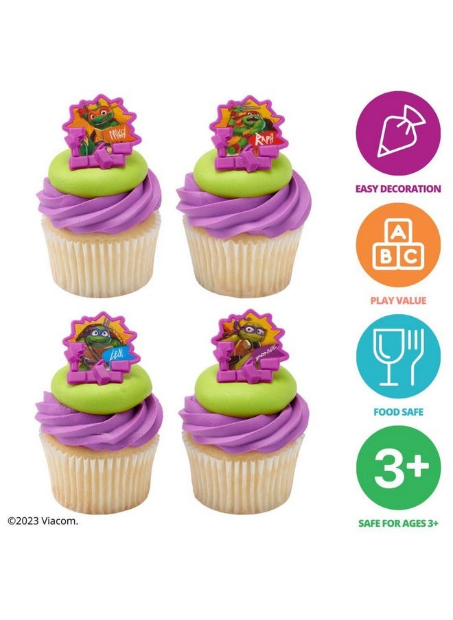 DecoPac Teenage Mutant Ninja Turtles Turtle Power Rings, Cupcake Decorations For Birthday Party, Cakes, And Celebrations - 24 Pack