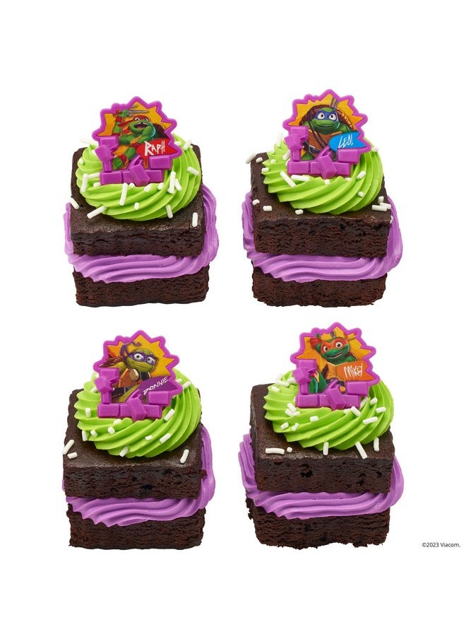 DecoPac Teenage Mutant Ninja Turtles Turtle Power Rings, Cupcake Decorations For Birthday Party, Cakes, And Celebrations - 24 Pack