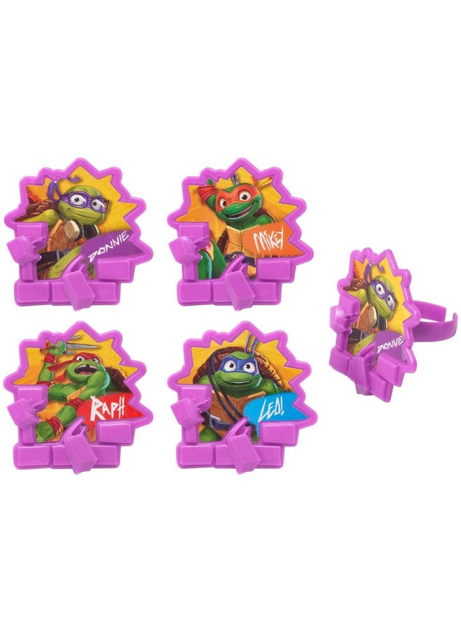 DecoPac Teenage Mutant Ninja Turtles Turtle Power Rings, Cupcake Decorations For Birthday Party, Cakes, And Celebrations - 24 Pack