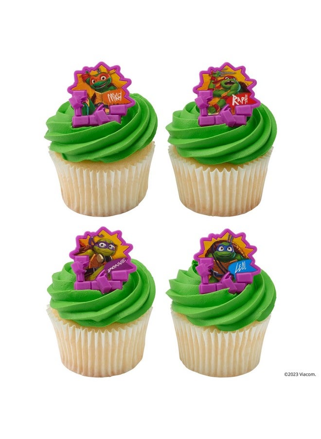 DecoPac Teenage Mutant Ninja Turtles Turtle Power Rings, Cupcake Decorations For Birthday Party, Cakes, And Celebrations - 24 Pack