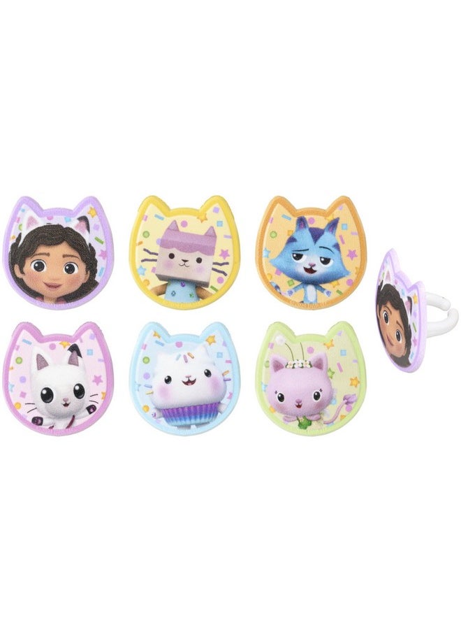 DecoPac DreamWorks Gabby's Dollhouse Rings, 24 Cupcake Decorations Featuring Gabby, Pandy Paws, Irresistible Kitty Characters, and Super Fun Adventures! - 24 Pack