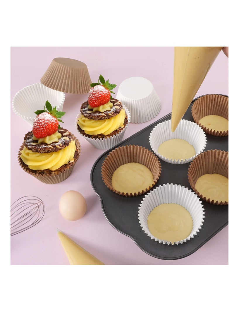 Caperci Jumbo Cupcake Liners Natural Muffin Baking Cups 300-Count, No Smell, Food Grade, Upgraded Grease-Proof Paper (Natural)