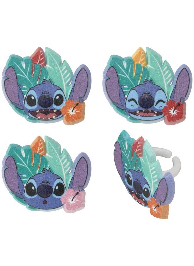 DecoPac Disney's Stitch 'Ohana Cupcake Rings, 24 Lilo & Stitch Cupcake Decorations For Birthday Parties & Celebrations, Food Safe Cake Toppers - 24 Pack