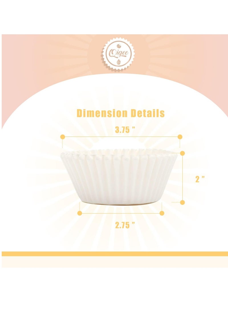 qiqee 300 Count Jumbo Cupcake Liners White Muffin Liners Food Grade Baking Cups Paper No Smells（Large Size）