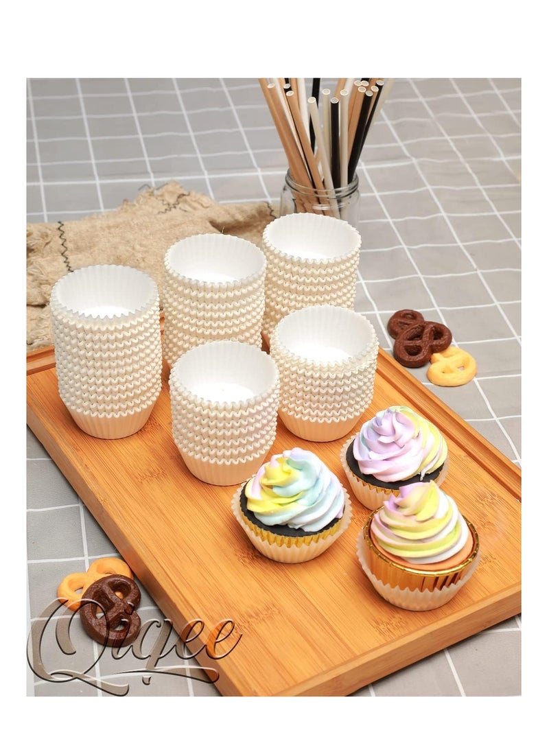 qiqee 300 Count Jumbo Cupcake Liners White Muffin Liners Food Grade Baking Cups Paper No Smells（Large Size）
