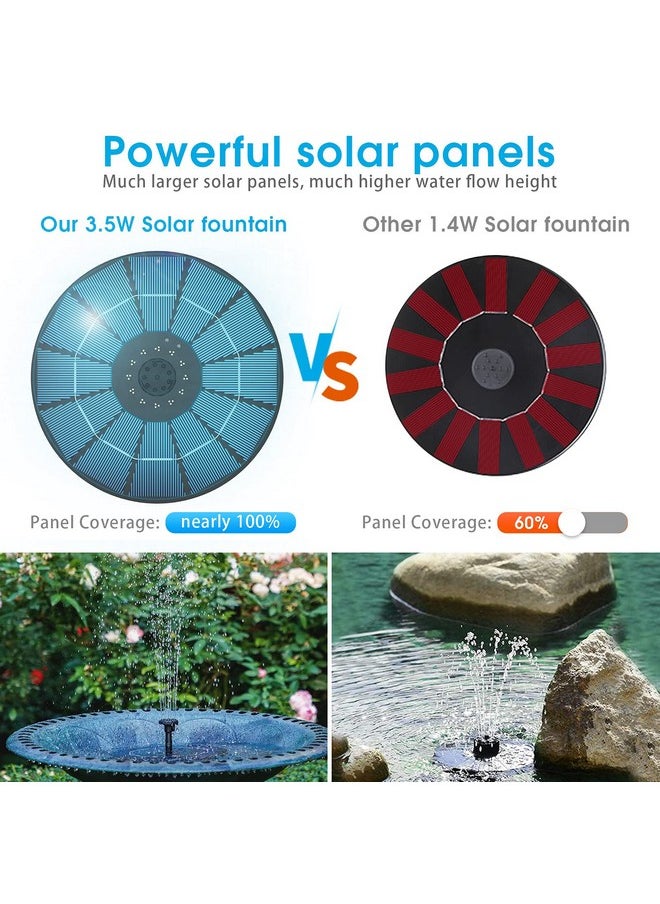 AISITIN 3.5W Solar Fountain Pump Built-in 1500mAh Battery, Solar Bird Bath Fountain with 6 Nozzles, Solar Floating Water Fountain Pump for Bird Bath, Fish Tank, Pond, Pool, Garden and Outdoor