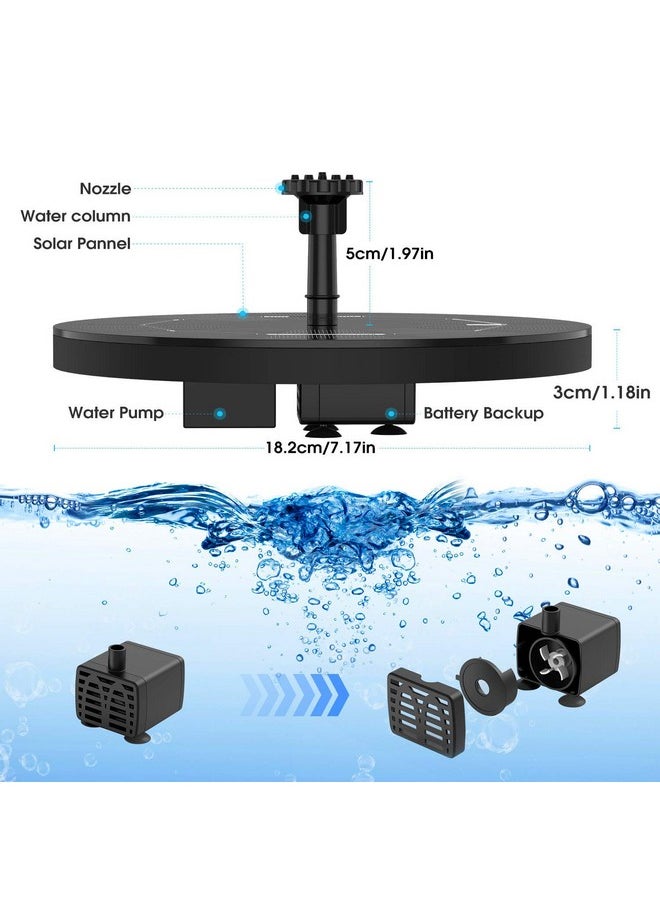 AISITIN 3.5W Solar Fountain Pump Built-in 1500mAh Battery, Solar Bird Bath Fountain with 6 Nozzles, Solar Floating Water Fountain Pump for Bird Bath, Fish Tank, Pond, Pool, Garden and Outdoor