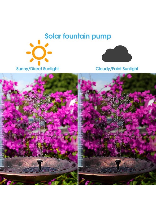 AISITIN 3.5W Solar Fountain Pump Built-in 1500mAh Battery, Solar Bird Bath Fountain with 6 Nozzles, Solar Floating Water Fountain Pump for Bird Bath, Fish Tank, Pond, Pool, Garden and Outdoor