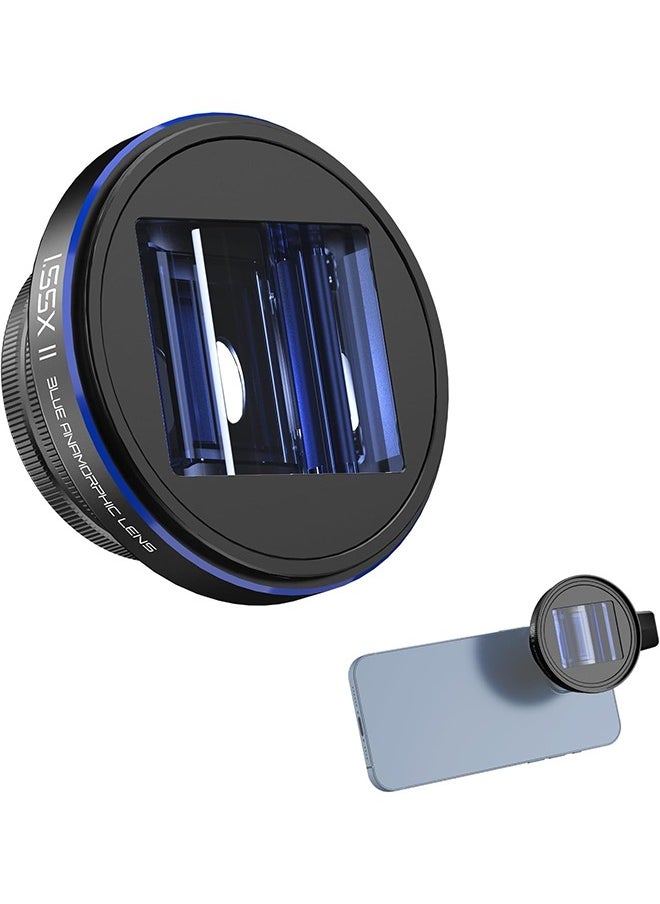 NEEWER PRO 1.55x Anamorphic Phone Lens with Blue Flare, 17mm Lens Clamp and 72mm Lens Filter Adapter Ring, Compatible with iPhone Samsung, Cinematic Wide Screen and Pro Video Effects, LS-43 PRO