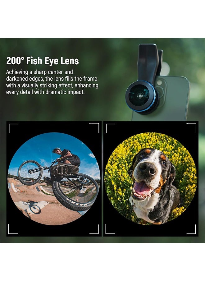 NEEWER 200° Fish Eye VR Lens with 17mm Thread Phone Lens Clip for Panoramic View, Live Streaming, Outdoor Landscape, Architecture, Compatible with iPhone 16 Pro Max S24 Ultra