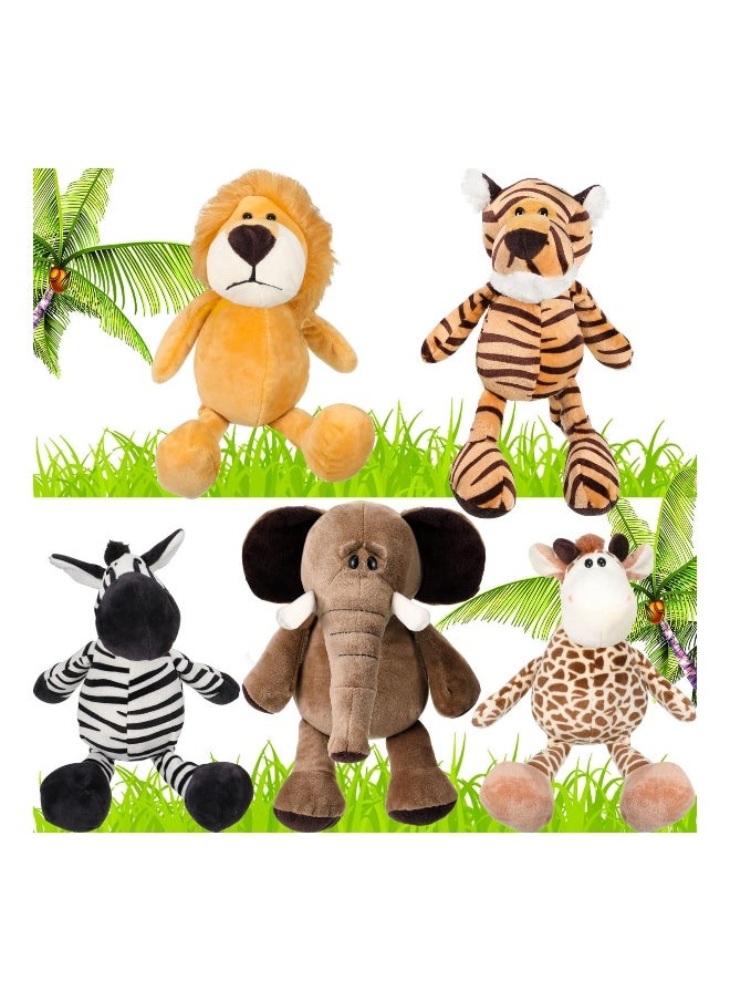 5 Pieces Safari Stuffed Animals Toy, 9.8 Inch Wild Animals Soft Realistic Jungle Animals Toys for Boys, Girls, Adults