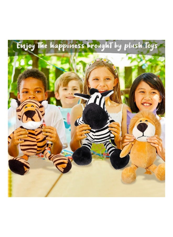 5 Pieces Safari Stuffed Animals Toy, 9.8 Inch Wild Animals Soft Realistic Jungle Animals Toys for Boys, Girls, Adults