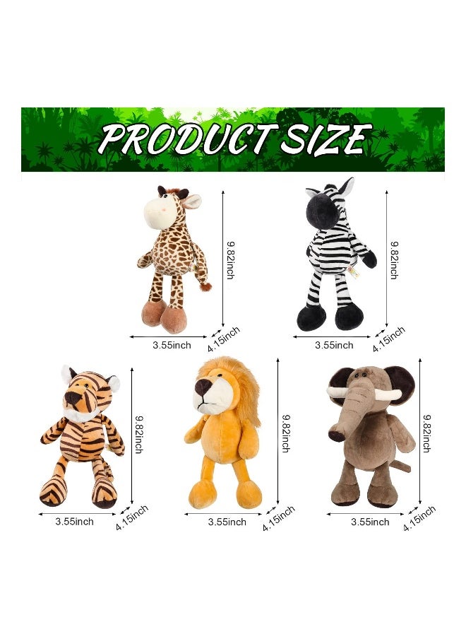 5 Pieces Safari Stuffed Animals Toy, 9.8 Inch Wild Animals Soft Realistic Jungle Animals Toys for Boys, Girls, Adults